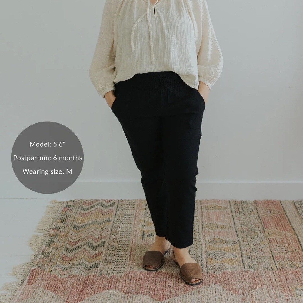 Everyday Transitional Smocked Linen Maternity Pan… - image 4